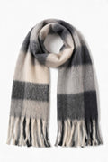 JA11 Gray Black Plaid Scarf