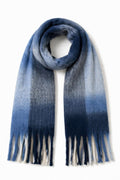JA12 Navy Ombre Plaid Scarf