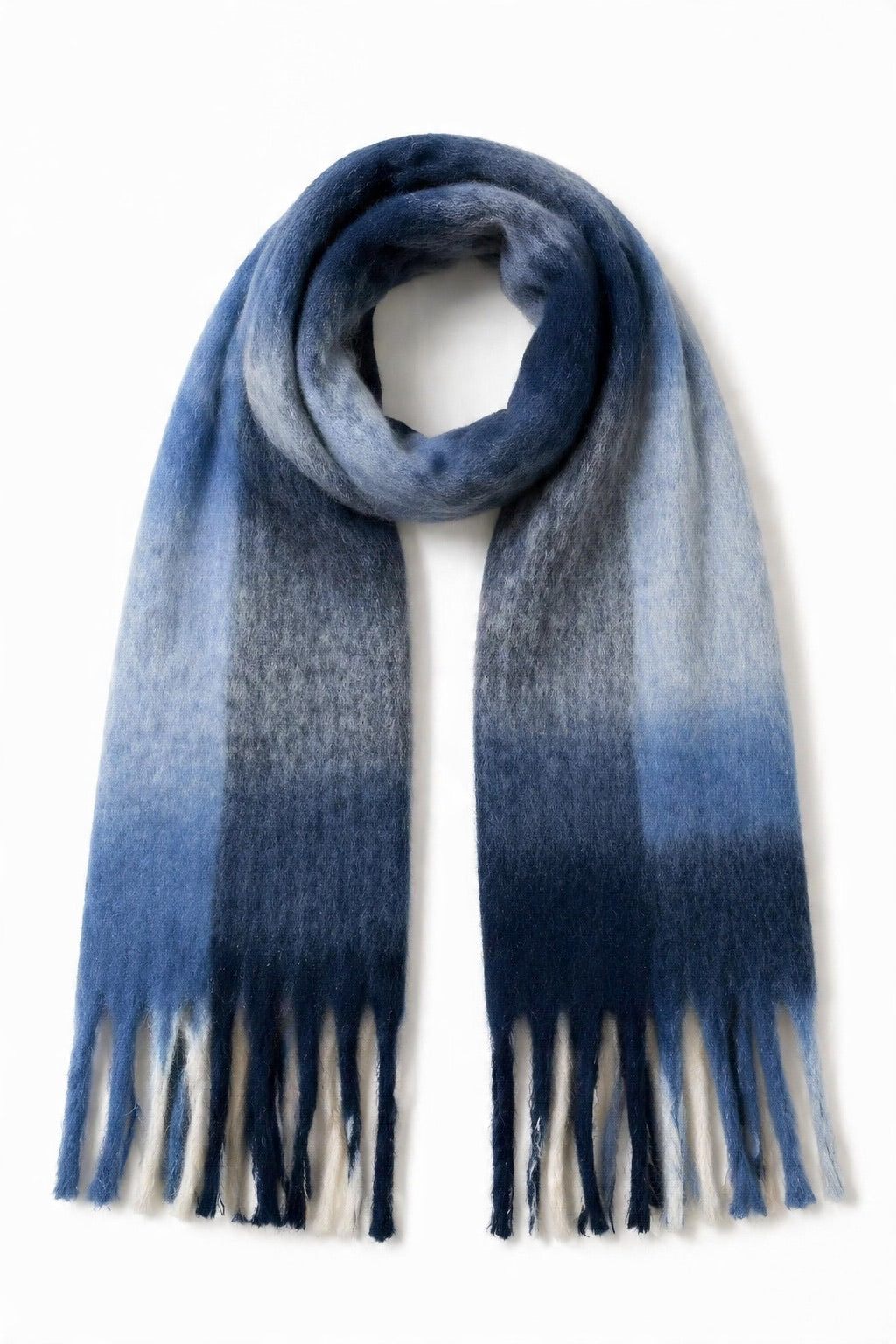 JA12 Navy Ombre Plaid Scarf