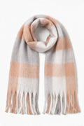 JA14 Peach Gray Plaid Scarf