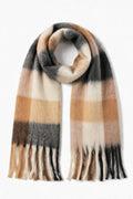 JA1 Tan Black Plaid Scarf
