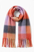 JA15 Coral Lilac Plaid Scarf