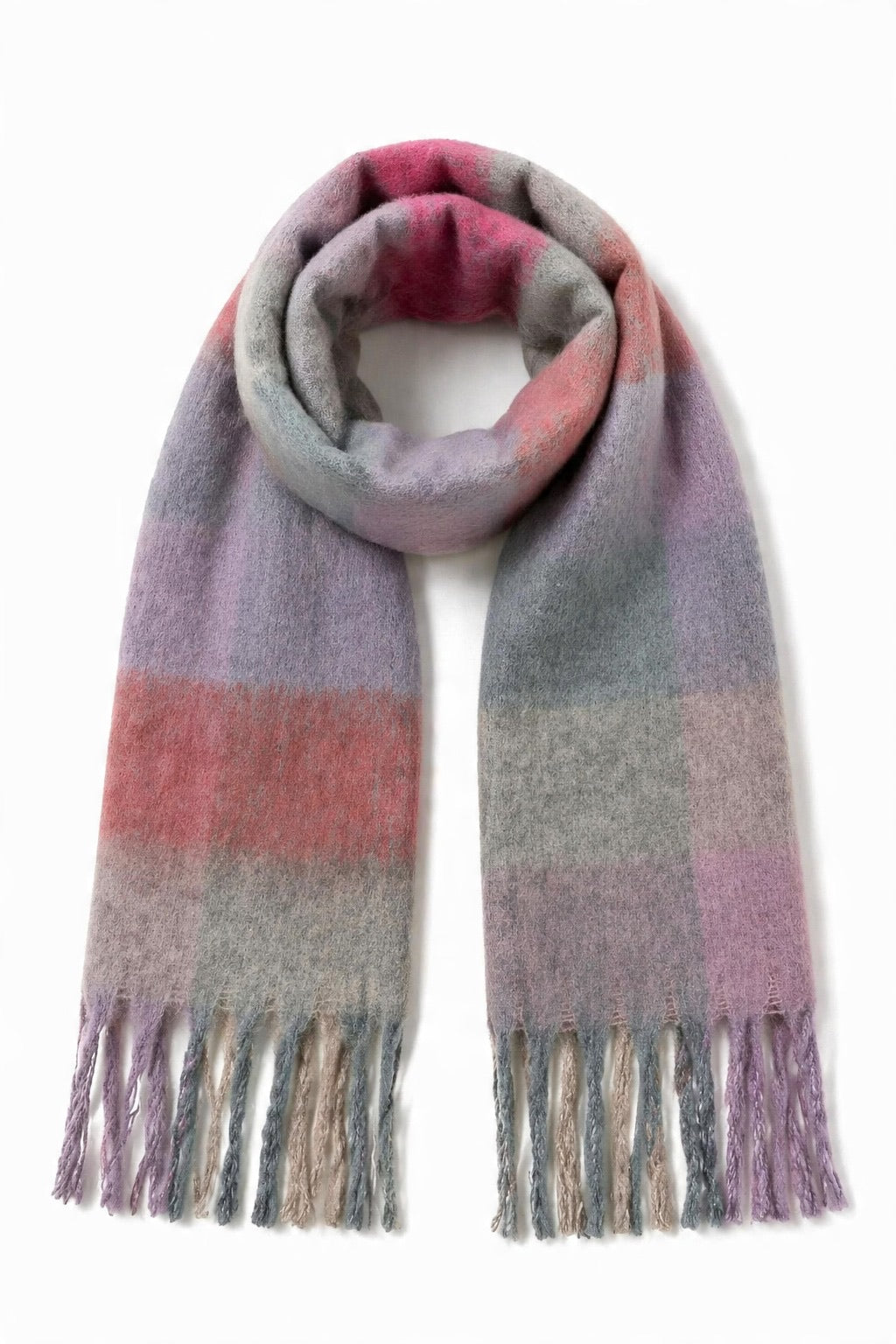 JA16 Lilac Gray Plaid Scarf