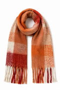 JA18 Orange Red Plaid Scarf
