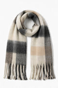 JA20 Cream Charcoal Plaid Scarf