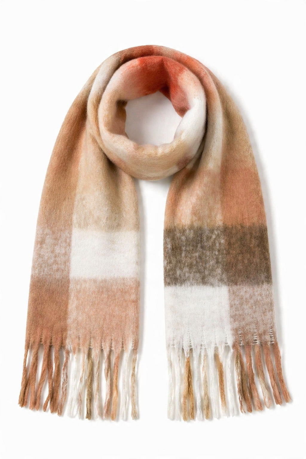 JA22 Rust Cream Plaid Scarf