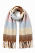 JA24 Cream Brown Plaid Scarf