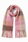 JA25 Pink Brown Plaid Scarf