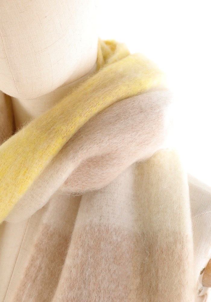 JA27 Yellow Taupe Plaid Scarf