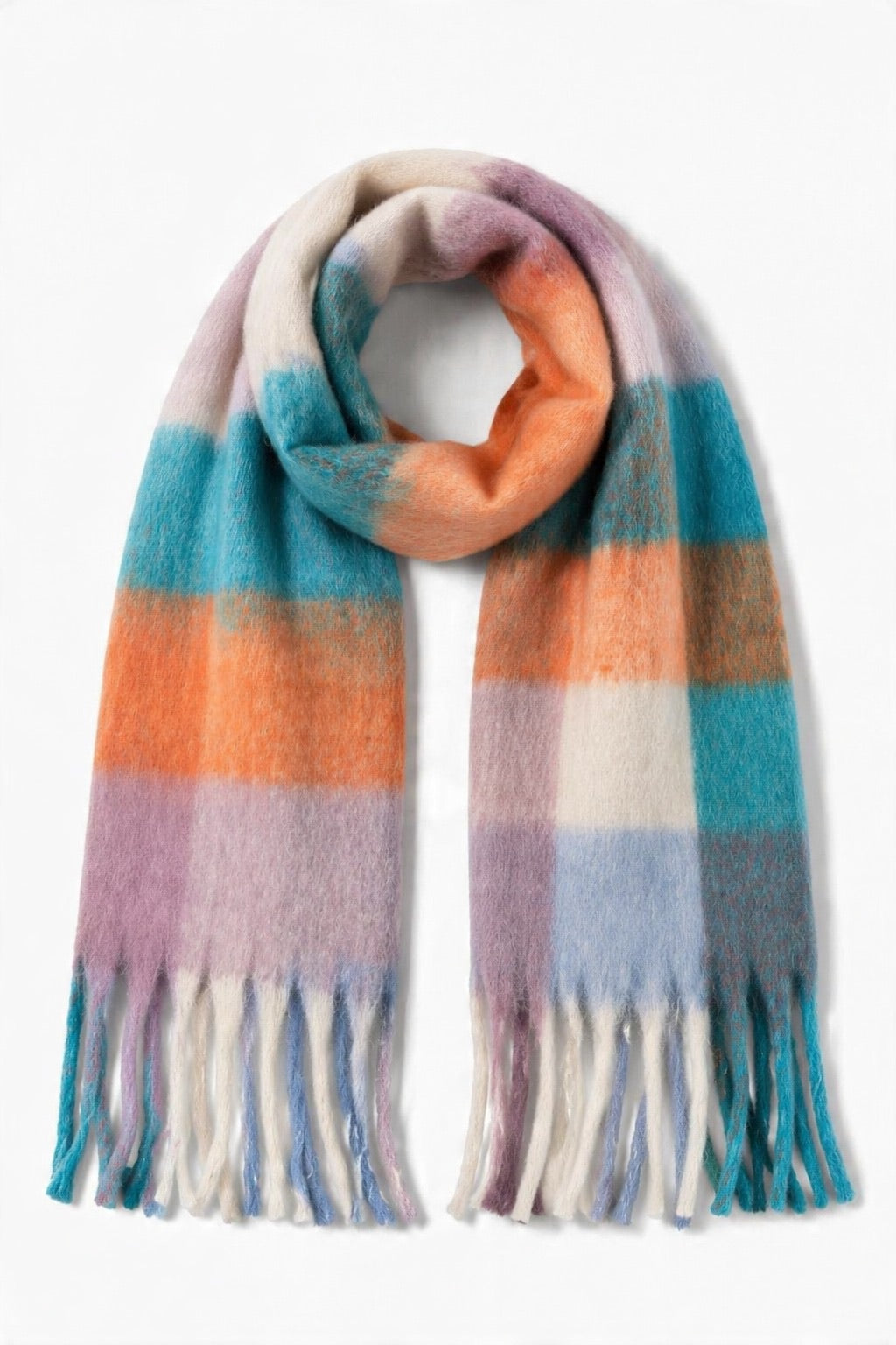 JA4 Teal Orange Plaid Scarf