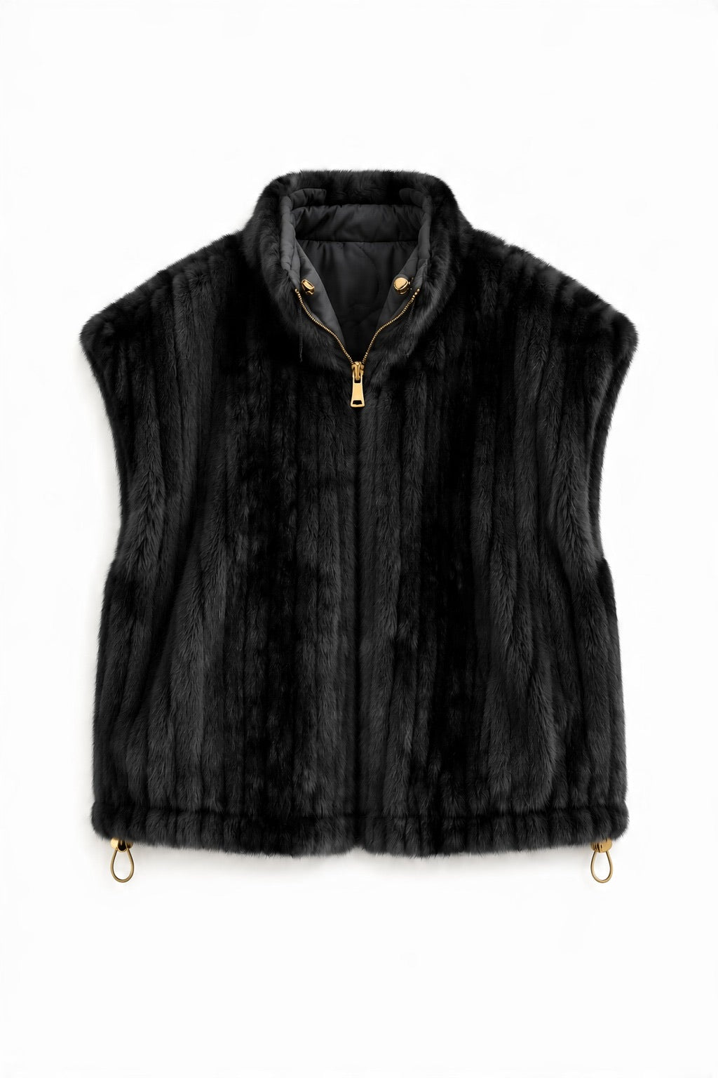 JA28 Black Reversible Faux Fur Vest