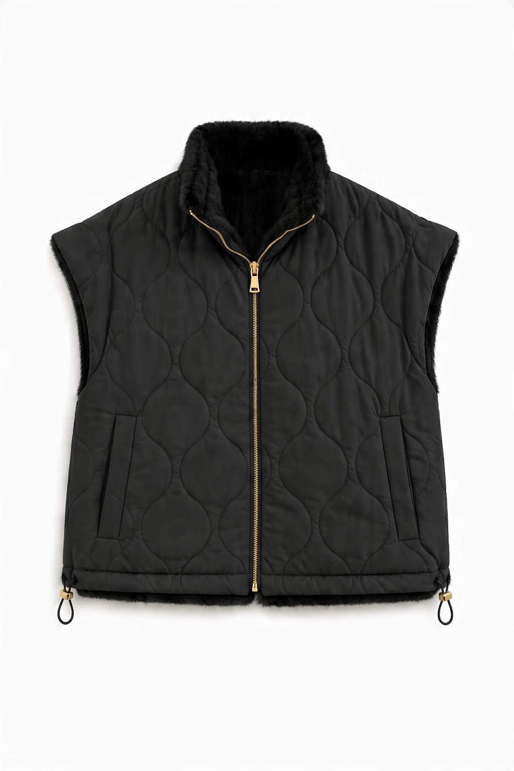 JA28 Black Reversible Faux Fur Vest