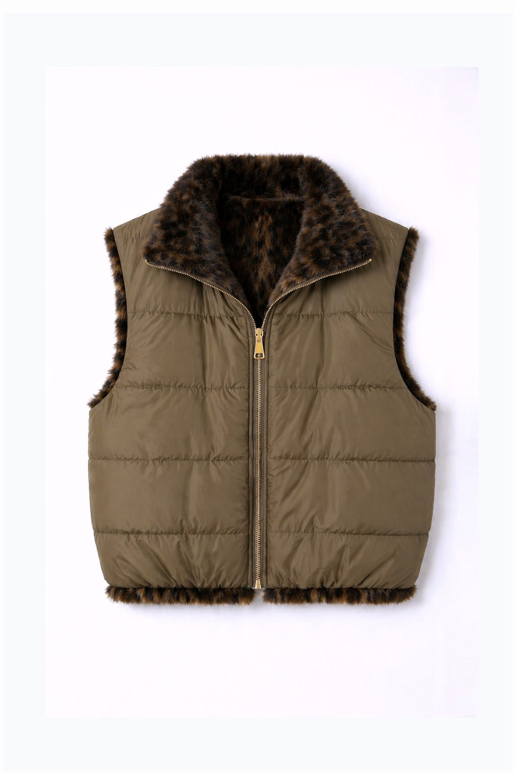 JA70 Taupe Reversible Leopard Vest