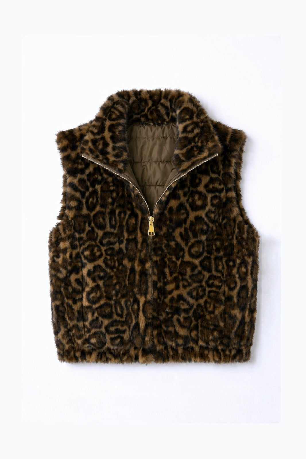 JA70 Taupe Reversible Leopard Vest