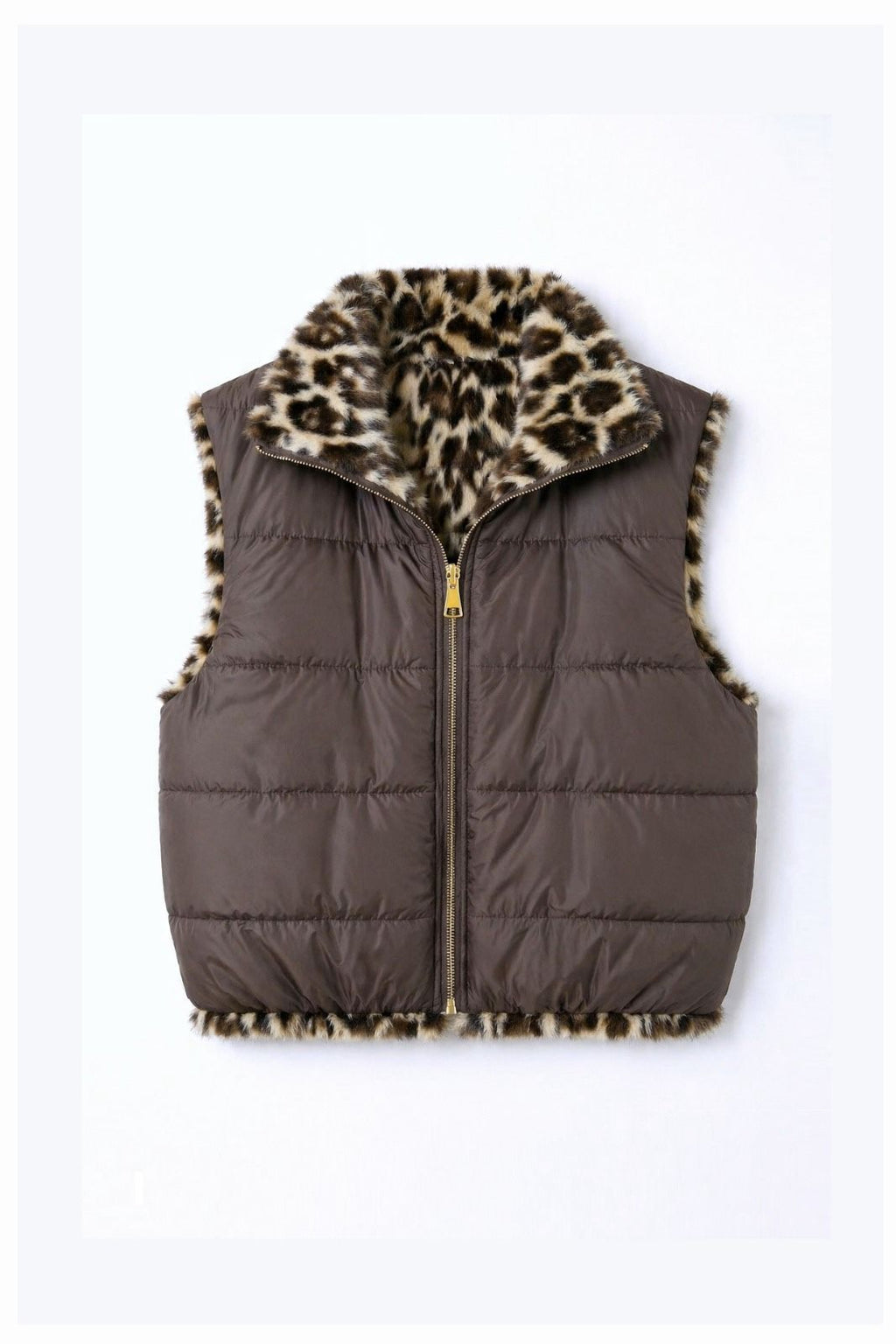 JA71 Brown Reversible Leopard Vest