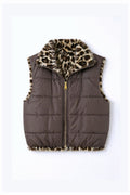 JA71 Brown Reversible Leopard Vest