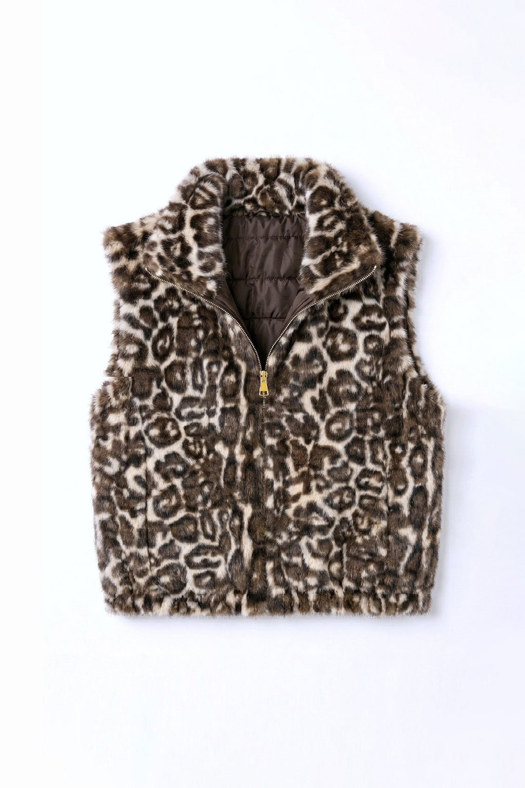 JA71 Brown Reversible Leopard Vest