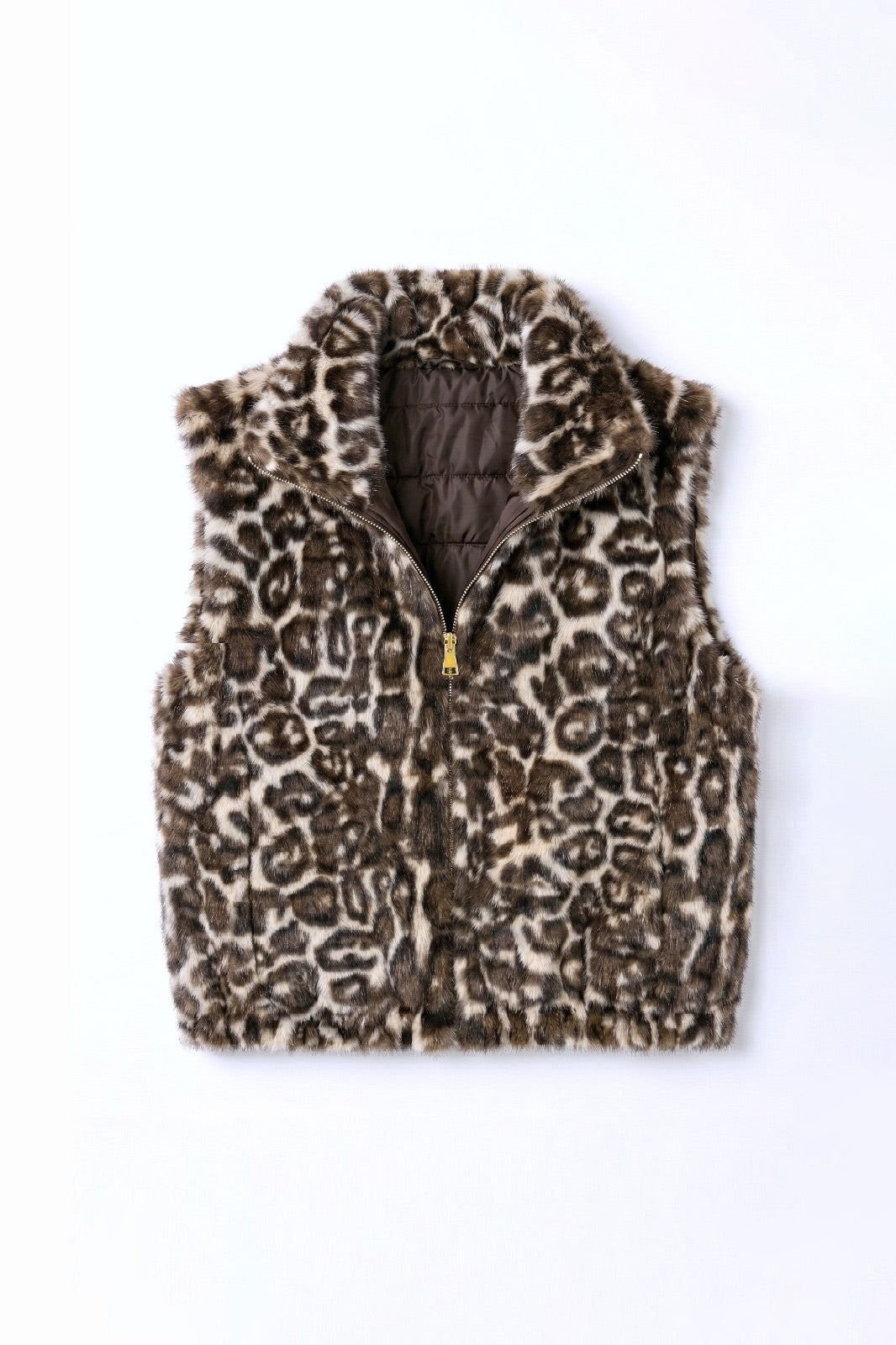 JA71 Brown Reversible Leopard Vest