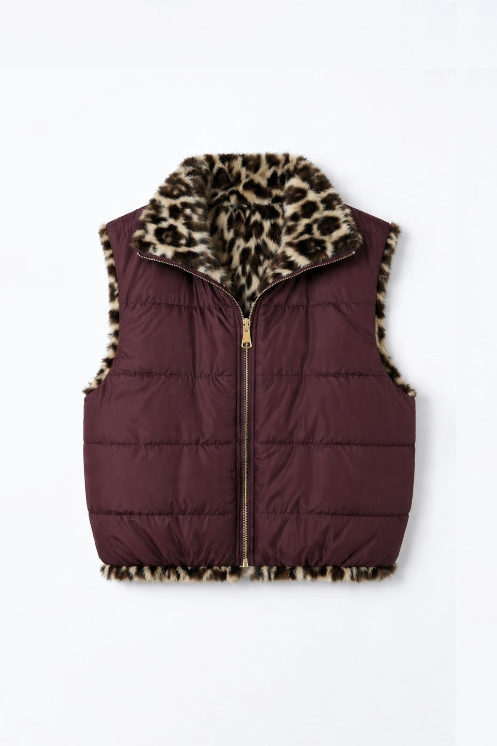 JA72 Wine Reversible Leopard Vest