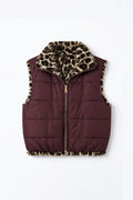 JA72 Wine Reversible Leopard Vest