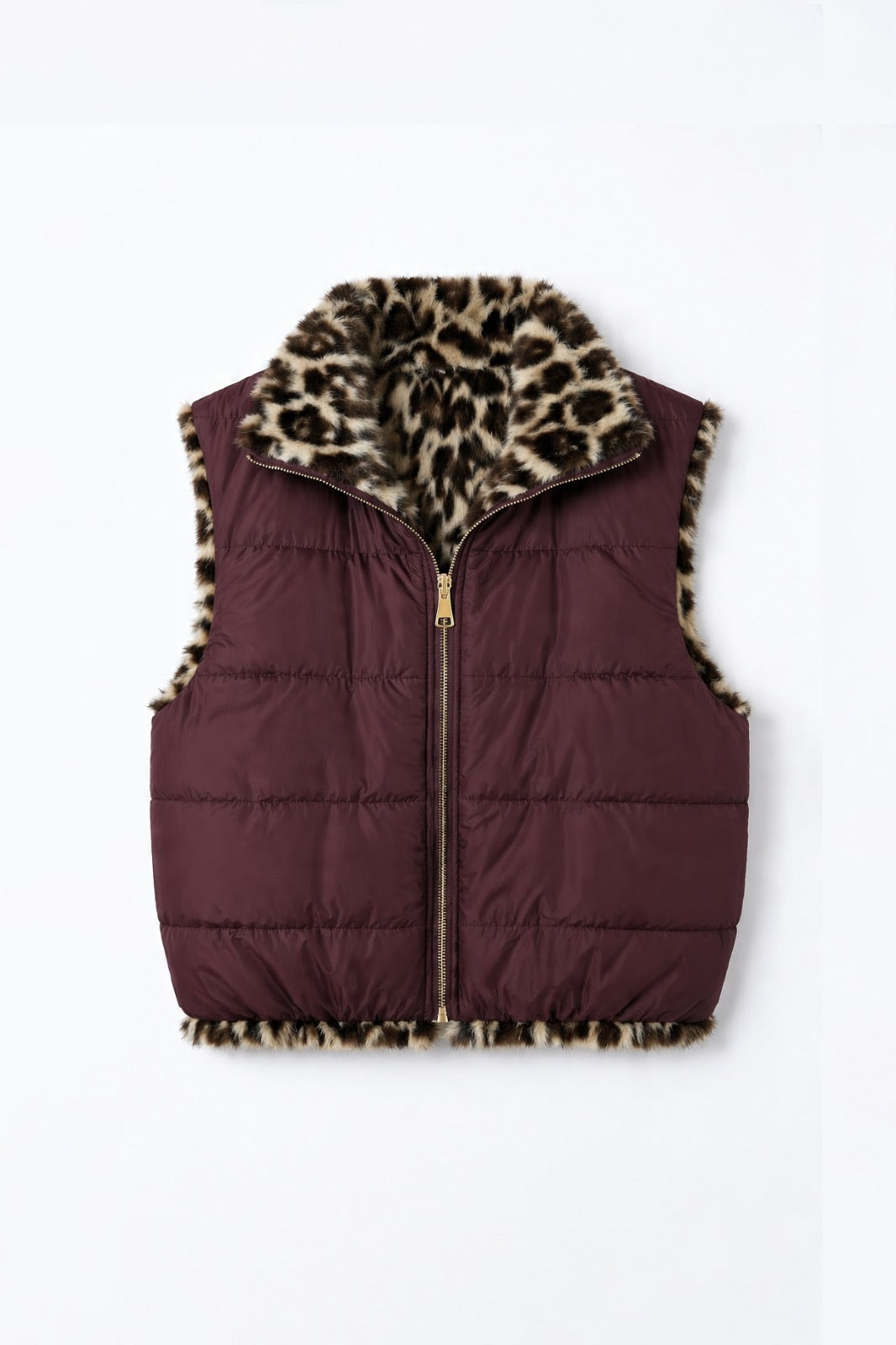 JA72 Wine Reversible Leopard Vest