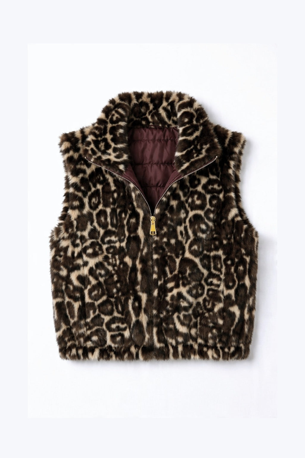 JA72 Wine Reversible Leopard Vest