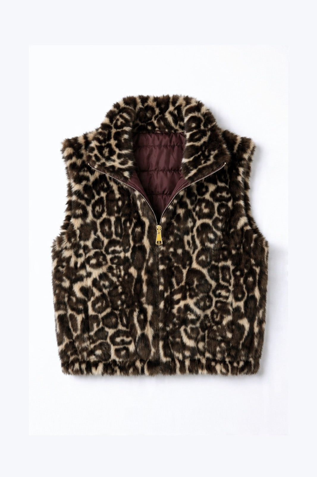 JA72 Wine Reversible Leopard Vest