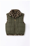 JA73 Olive Reversible Leopard Vest