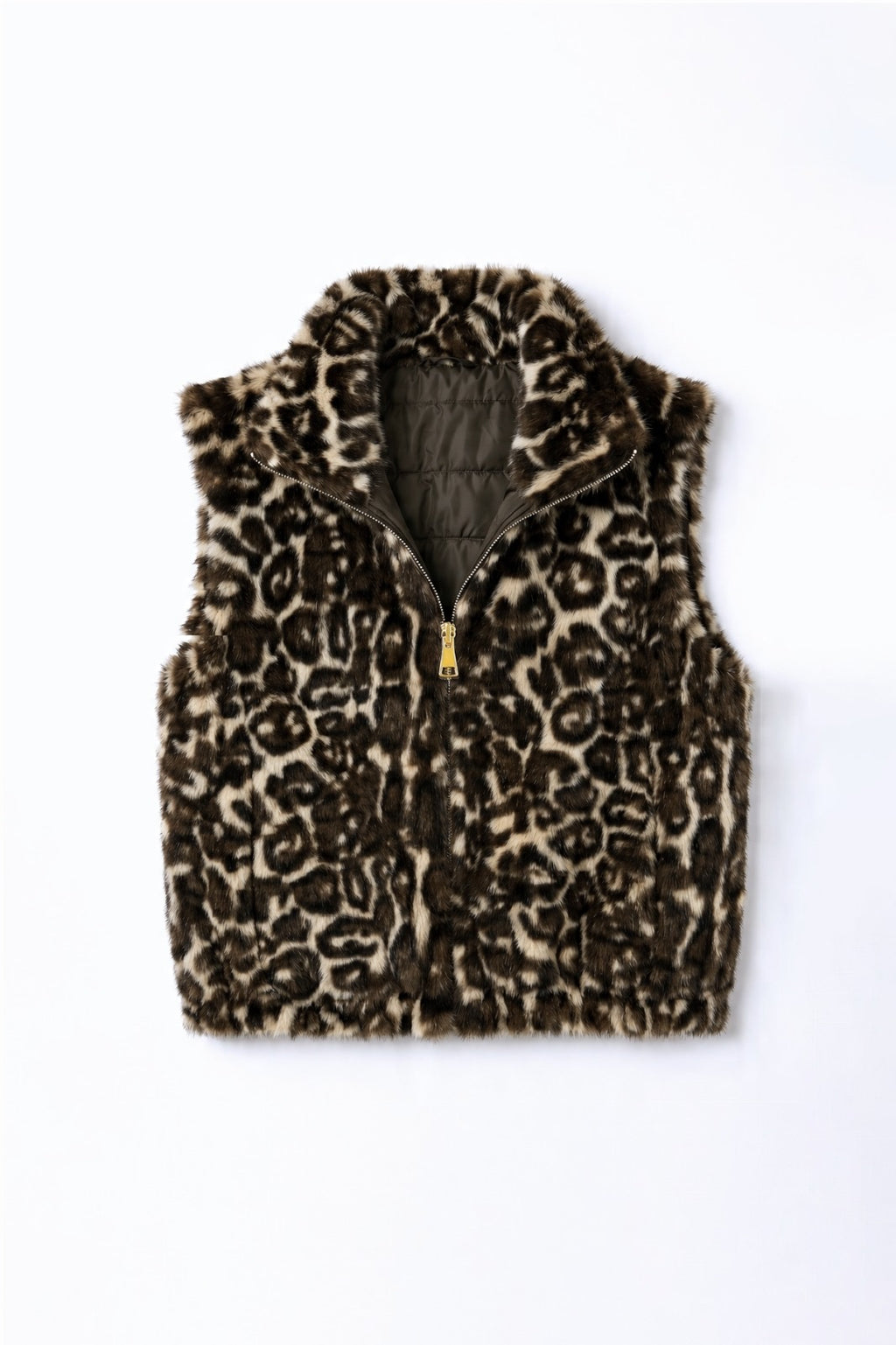 JA73 Olive Reversible Leopard Vest