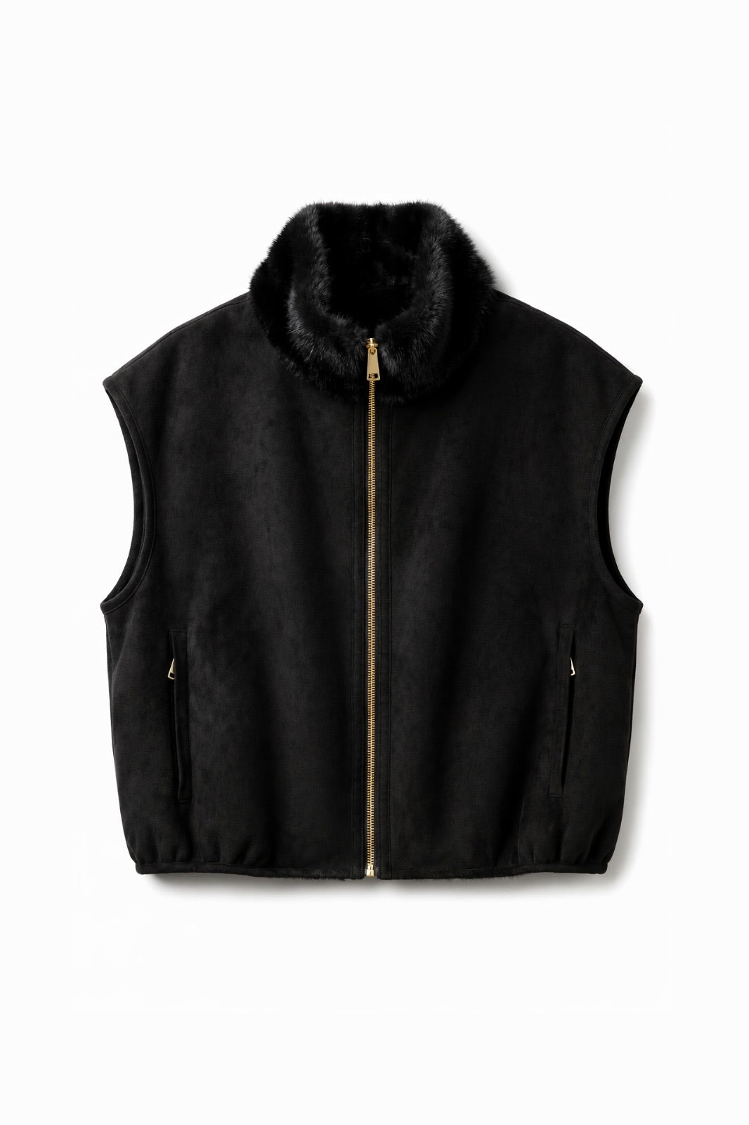JA74 Black Reversible Faux Suede Vest