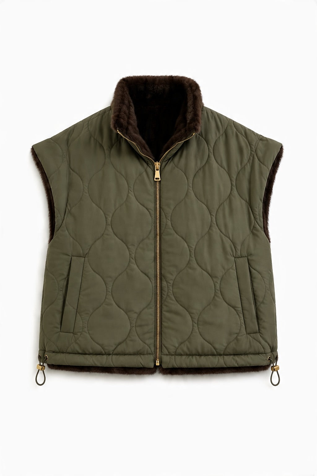 JA31 Brown Reversible Faux Fur Vest