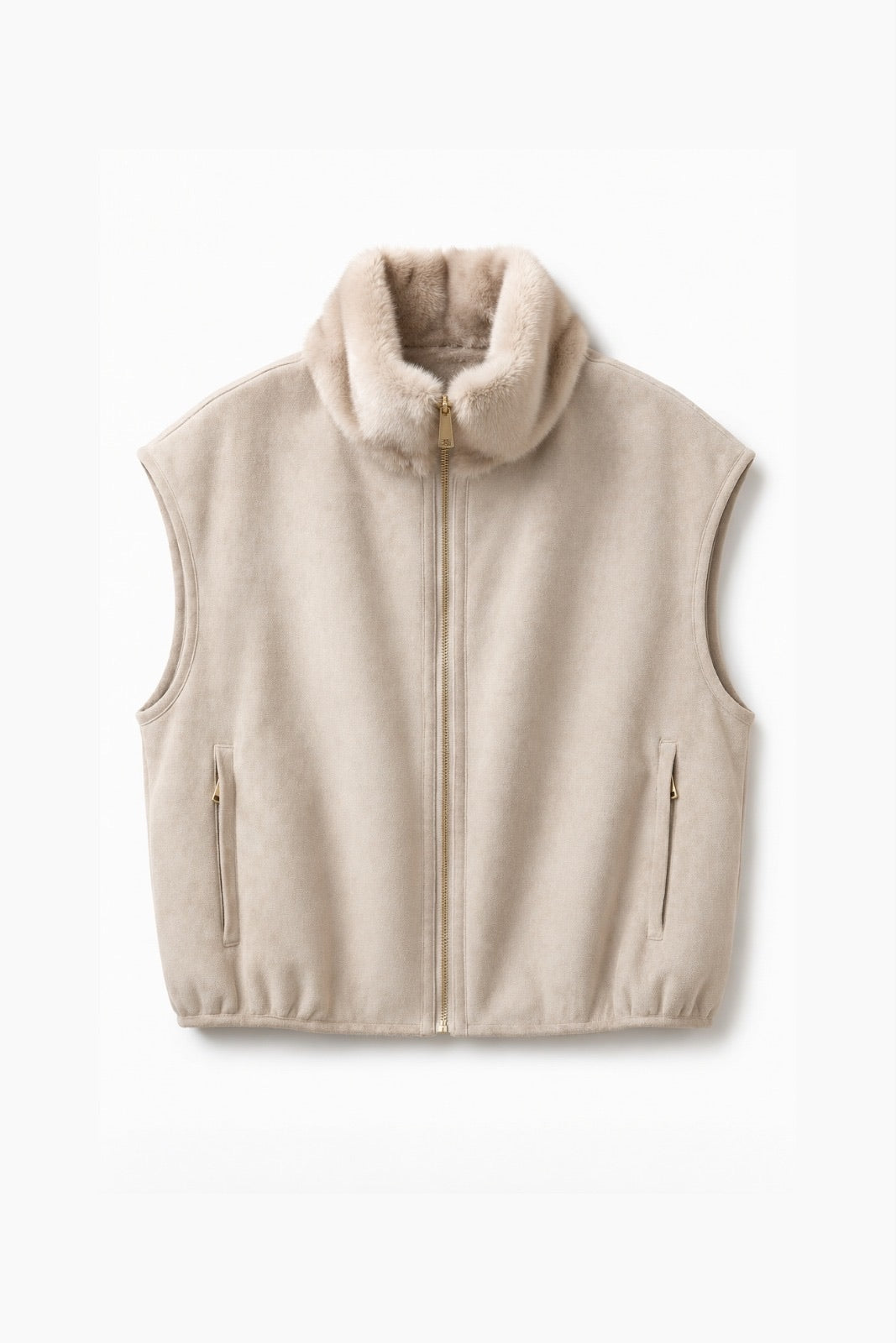 JA75 Beige Reversible Faux Suede Vest