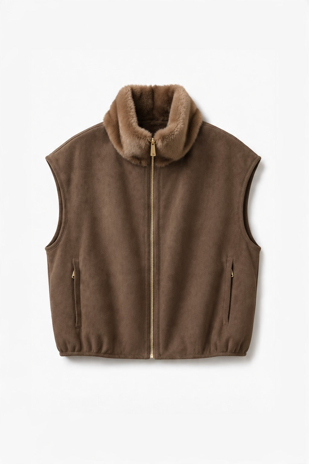 JA76 Taupe Reversible Faux Suede Vest