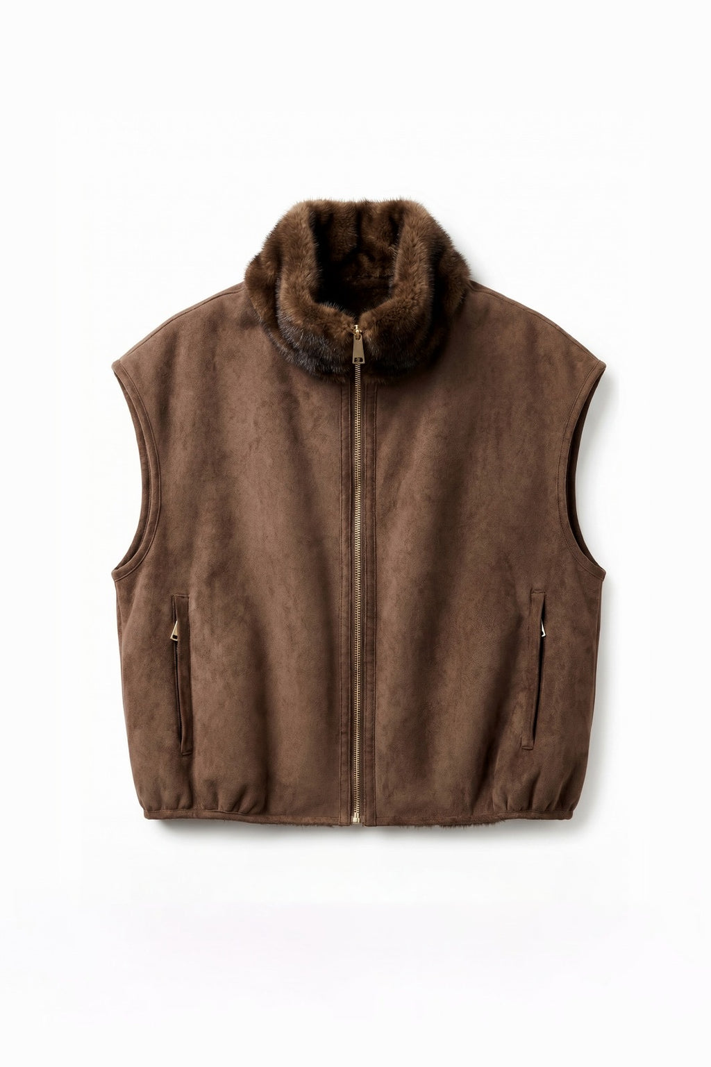 JA77 Brown Reversible Faux Suede Vest