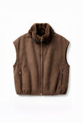 JA77 Brown Reversible Faux Suede Vest
