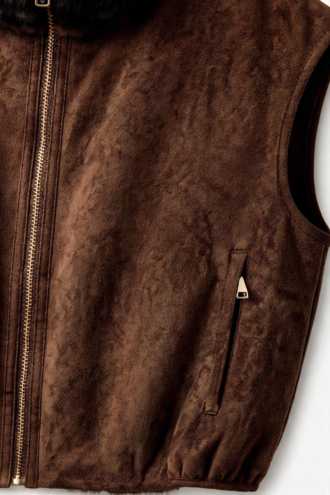 JA77 Brown Reversible Faux Suede Vest