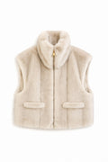 JA32 Beige Faux Fur Pocket Vest