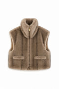 JA33 Taupe Faux Fur Pocket Vest