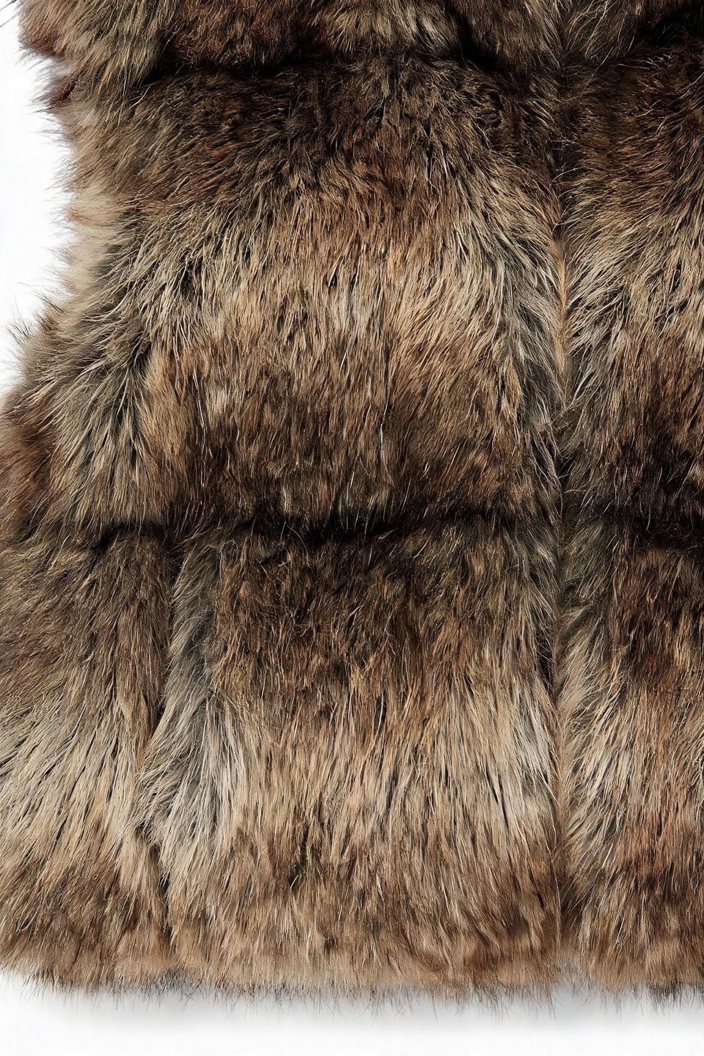 JA82 Taupe Tiered Faux Fur Vest