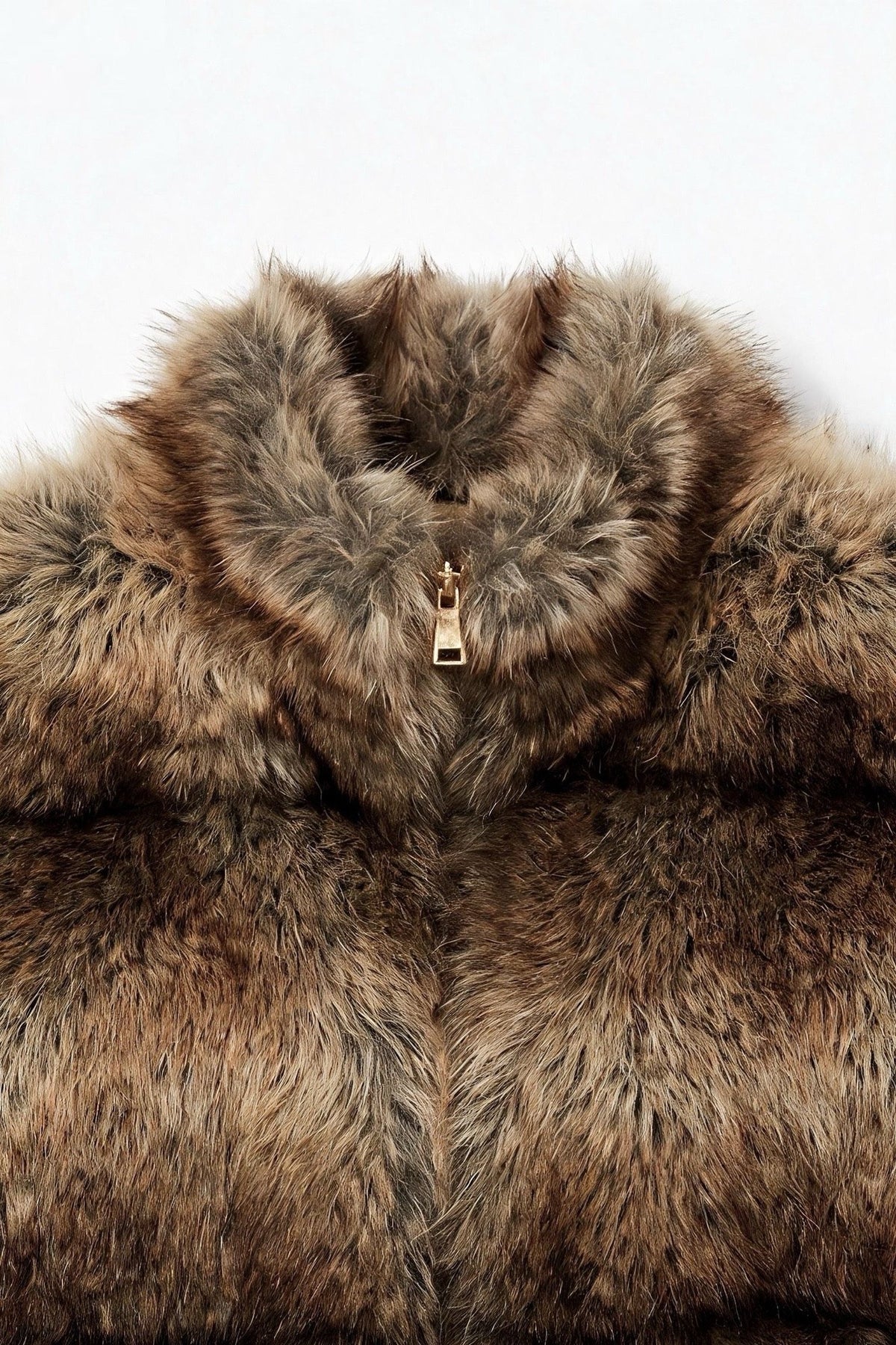 JA82 Taupe Tiered Faux Fur Vest