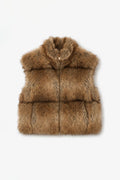 JA83 Camel Tiered Faux Fur Vest