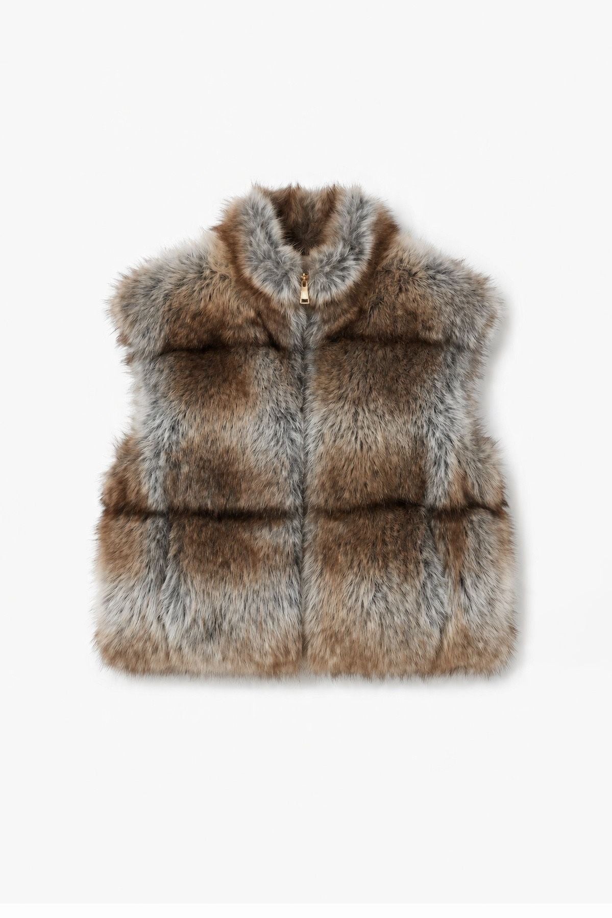 JA84 Light Blue Tiered Faux Fur Vest