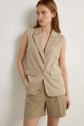 JA85 Beige Faux Suede Tailored Vest