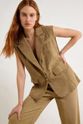 JA86 Camel Faux Suede Tailored Vest
