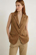 JA87 Coffee Faux Suede Tailored Vest