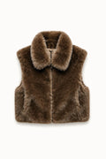 JA91 Brown Collared Faux Fur Vest
