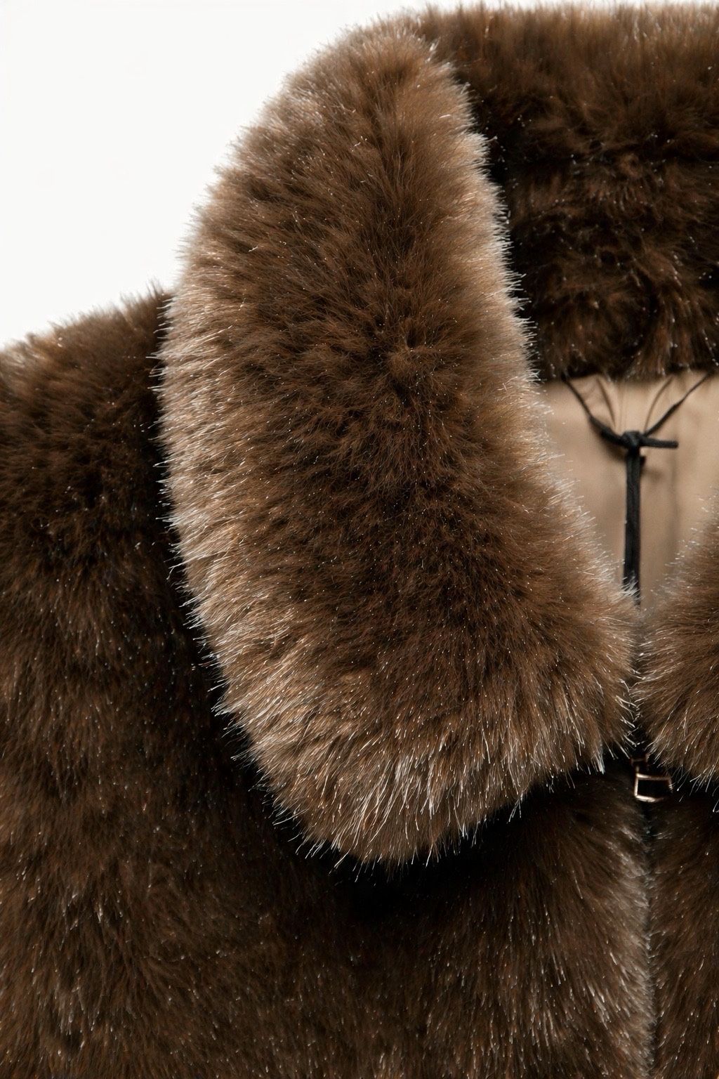 JA91 Brown Collared Faux Fur Vest