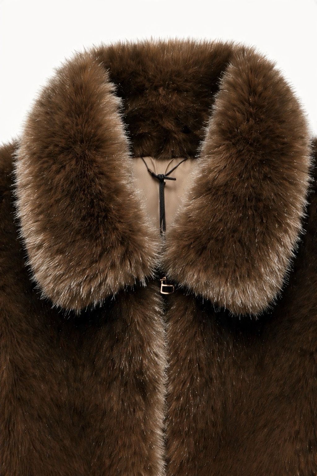 JA91 Brown Collared Faux Fur Vest