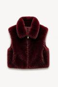 JA94 Wine Collared Faux Fur Vest