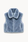 JA95 Light Blue Collared Faux Fur Vest